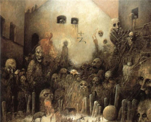 他自称去过地狱,一生只画"鬼图",放大7倍你看骷髅手中是什么