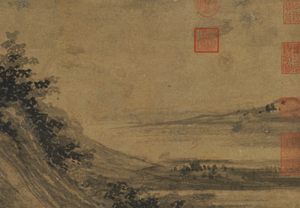 吴镇洞庭渔隐图洞庭湖上晚风生只钓鲈鱼不钓名