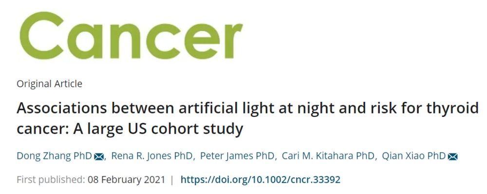 甲状腺癌|夜间灯光会使甲状腺癌风险增加55％？