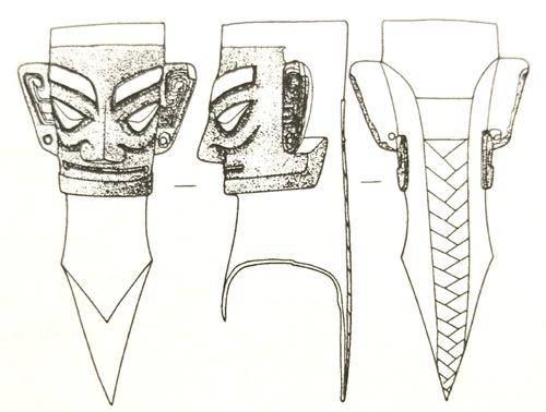 图:在国内独树一帜的三星堆青铜人像.