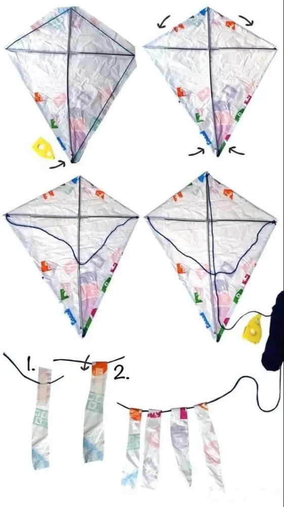 第七步: 胶带包裹边缘 第八步: 制作风筝尾巴