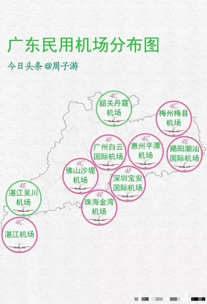 广东10个机场地域分布:两个4f机场,湛江有两个,东莞没有机场 - 深圳