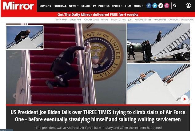 78岁拜登乘机连摔三跤跪倒在地!网友狂玩梗,川普儿子笑开花_腾讯新闻