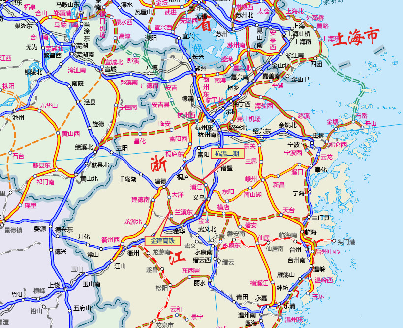 长三角地区在建铁路达21条,其中高铁11条,城际铁路6条