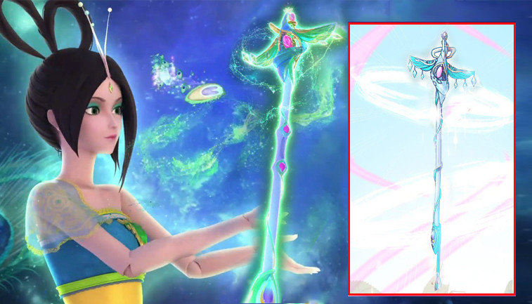 茉莉的甜蜜宝杖整体造型和心蕊宝杖有点相似,一个是以宝石承托糖果,一