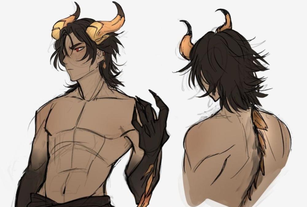 原神外服画师自创人形若陀龙王狂野气质碾压钟离还玩起cp