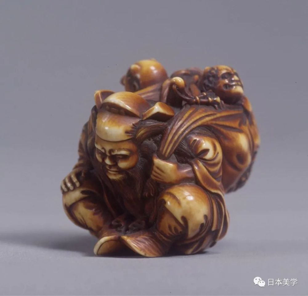 18世纪 h-4133舟月《罗汉面木雕根付▲17世纪 h-4106小川破笠《墨