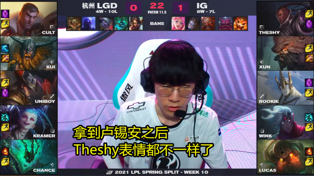ig大胜theshy对位压刀破纪录卢锡安丝血反杀卡牌网友直呼尽兴