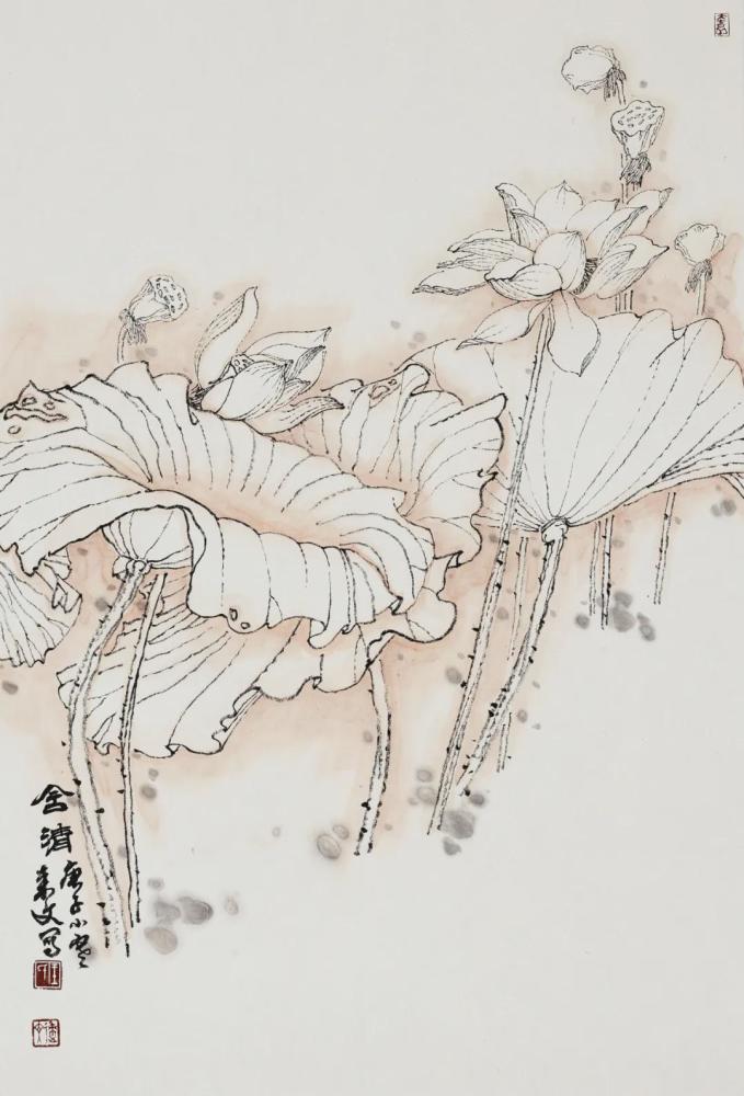 展览预告以线为骨王来文白描作品雅集