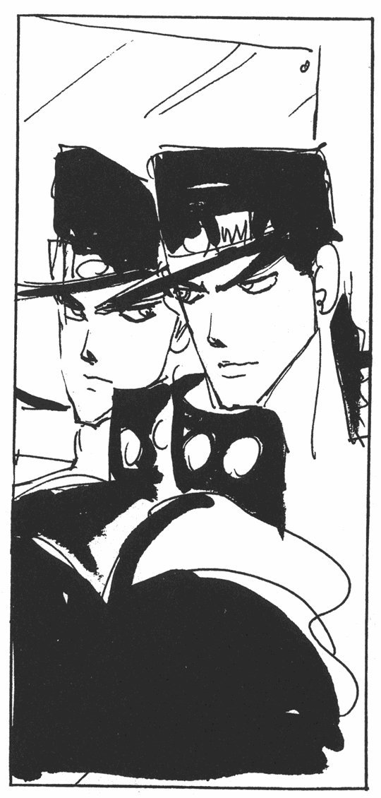 jojo:荒木随笔画的承太郎,一抹黑的感觉,网友:黑炭太郎