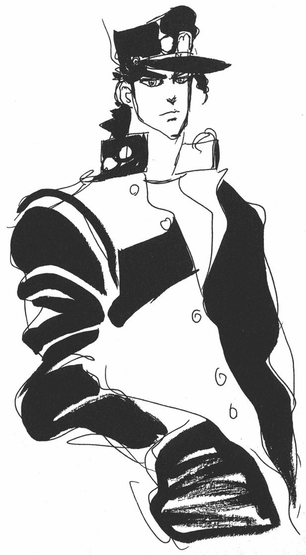 jojo荒木随笔画的承太郎一抹黑的感觉网友黑炭太郎