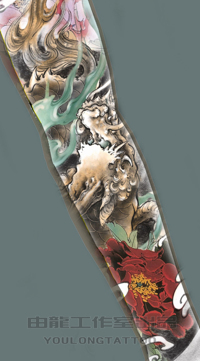 代表高贵仁慈祥瑞的麒麟纹身手稿设计