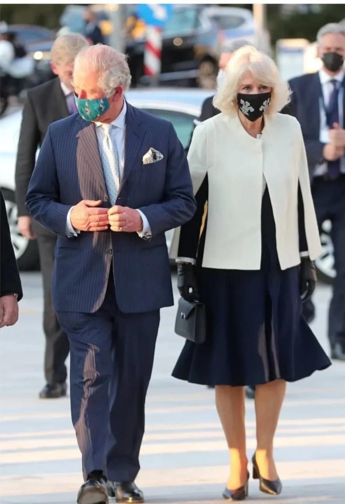 查尔斯带老婆出席公务卡米拉穿蓝纱裙惊艳晚宴女总统没她优雅