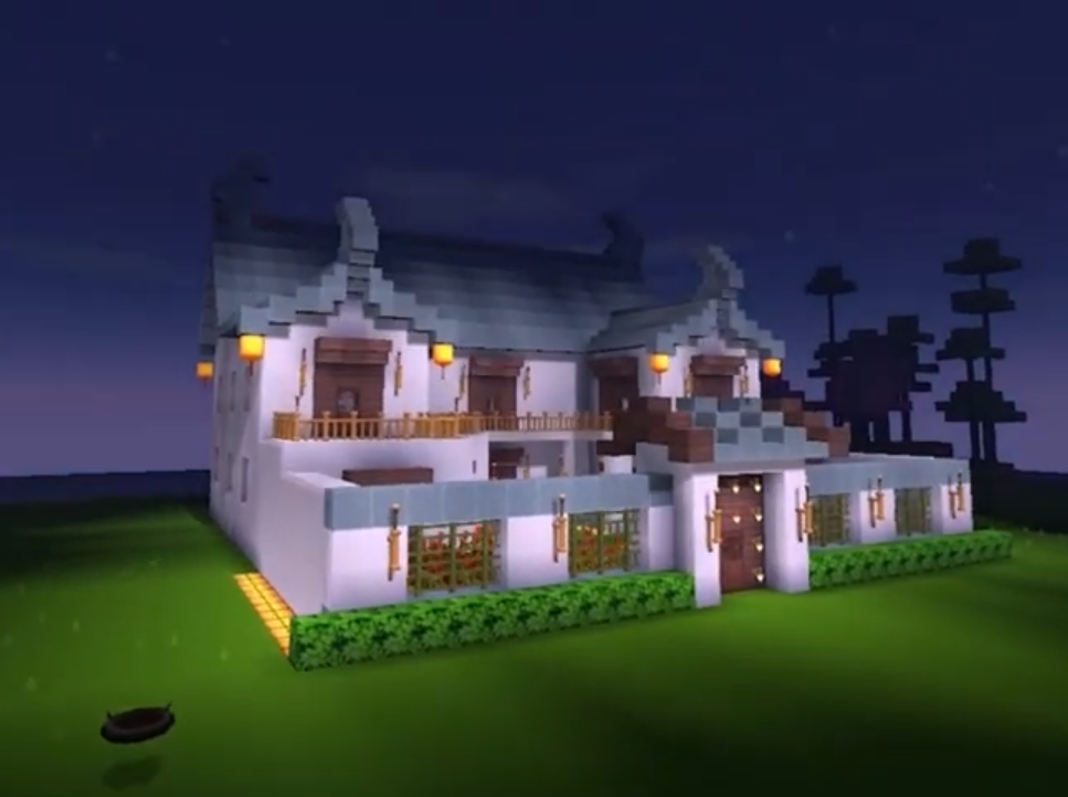 迷你世界这栋古风中式建筑结构简单有对称美感适合新手搭建
