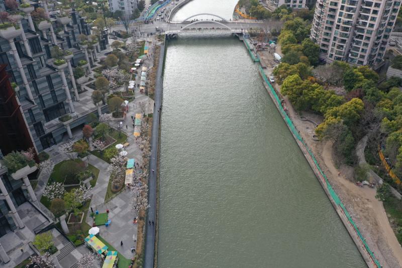 樱花树下品章鱼烧苏州河畔尝蚵仔煎上海古巴比伦空中花园樱花市集开张