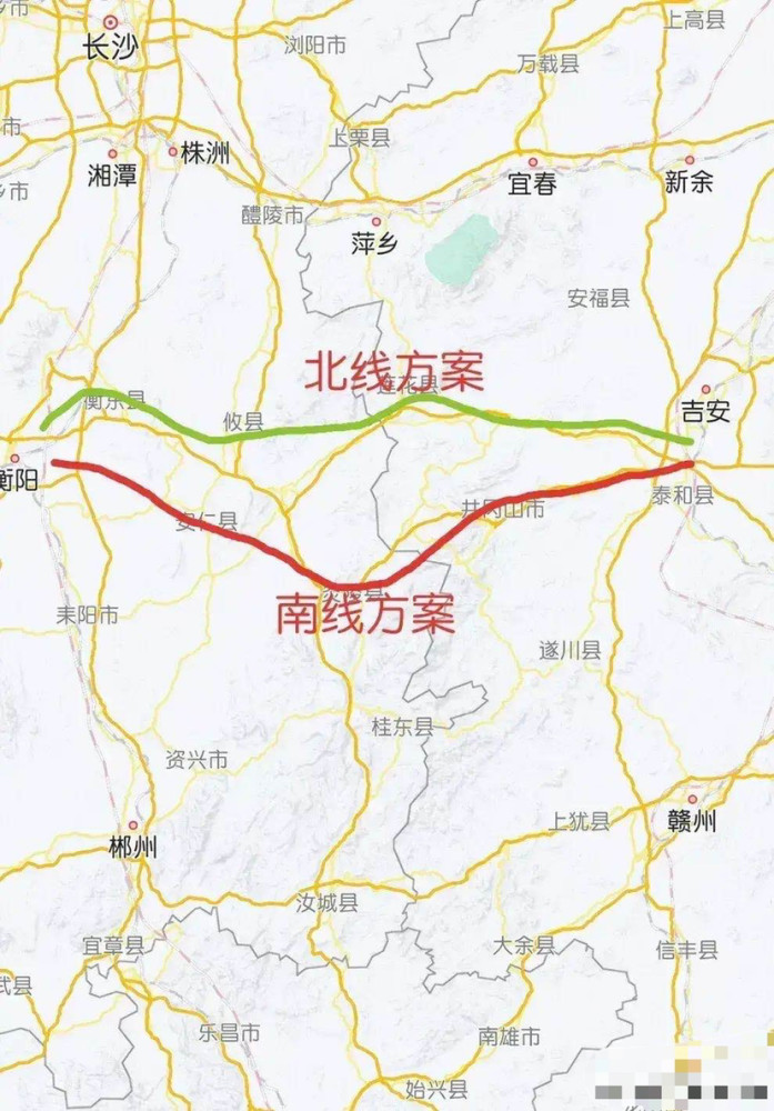 从衡阳到吉安的高铁南北两种方案哪种更合适