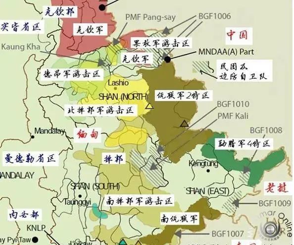 軍閥勢力區域互相交叉,內鬥不斷,緬甸的軍閥勢力多如牛毛擁有自己的