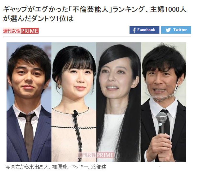 日媒制不伦艺人榜单 福原爱超第二名100票 夺冠 被批轻浮且自私 腾讯新闻