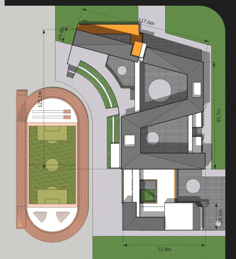 中小学教学楼建筑设计su模型现代