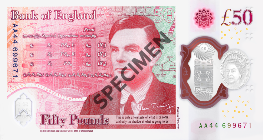 英国新版50英镑塑料钞来啦,计算机之父登上钞票,带你一睹为快