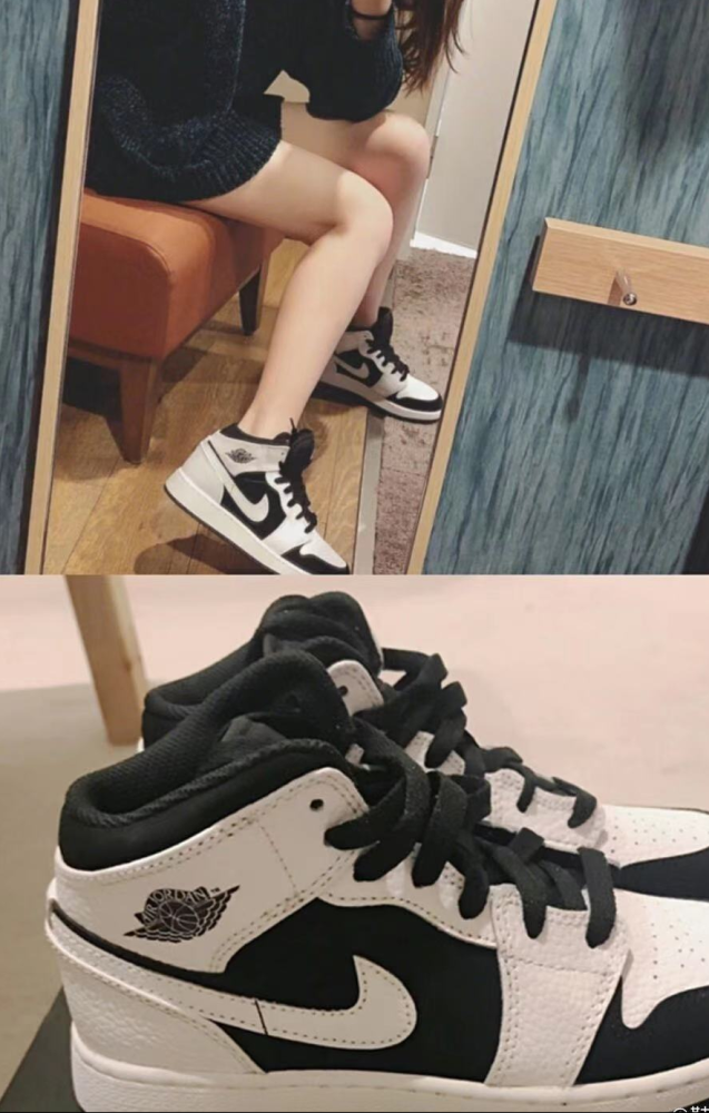 jordan aj1mid乔丹黑白熊猫中帮情侣球鞋