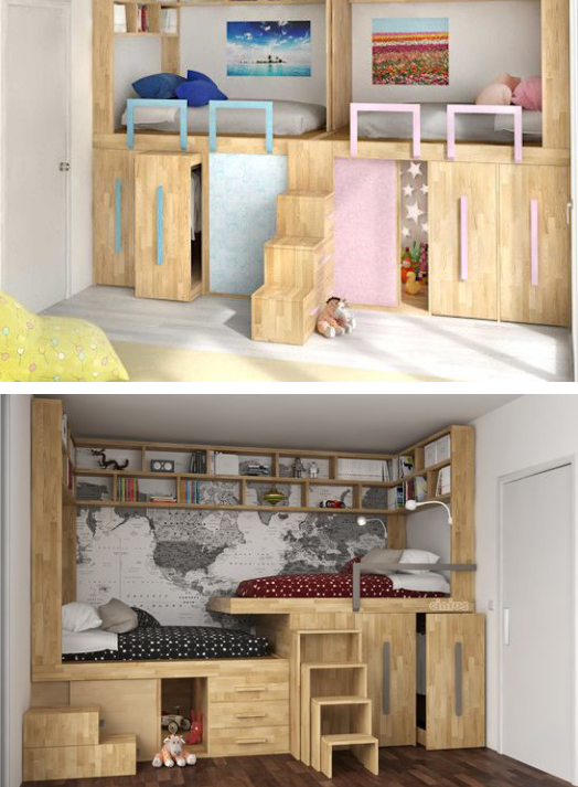 阁楼床设计,这主要还是得孩子的年龄大一点才行.