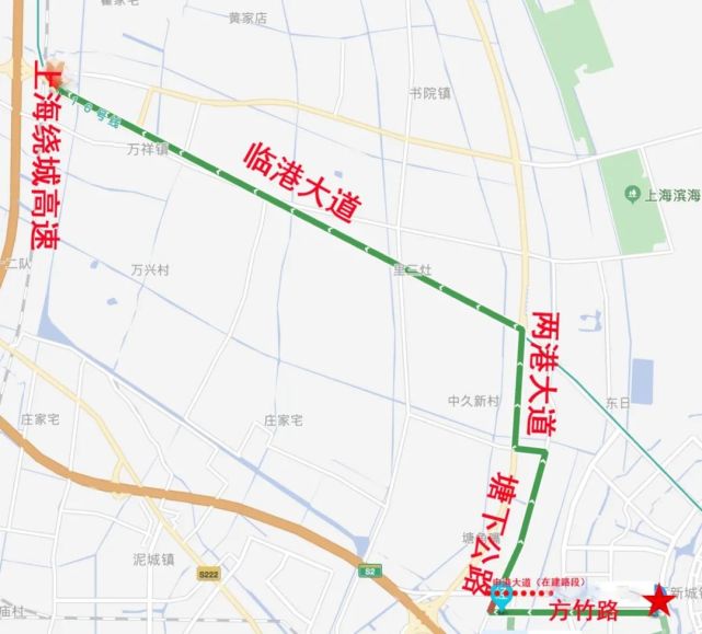 方案二:方竹路車輛經海港大道,進入滬蘆高速到達市區方向,反方向同理.