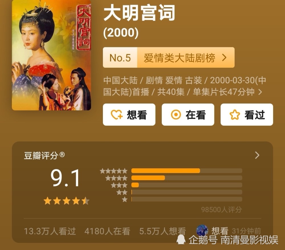 大明宫词豆瓣9 1 大宋宫词豆瓣3 8 差距太大 导演李少红回应争议 腾讯新闻