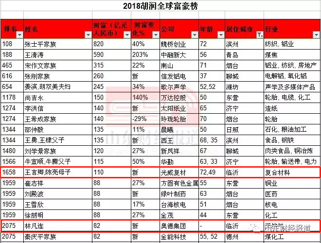 临沂首富排行榜2017_临沂6人上2017胡润百富榜,他是临沂最有钱的人!