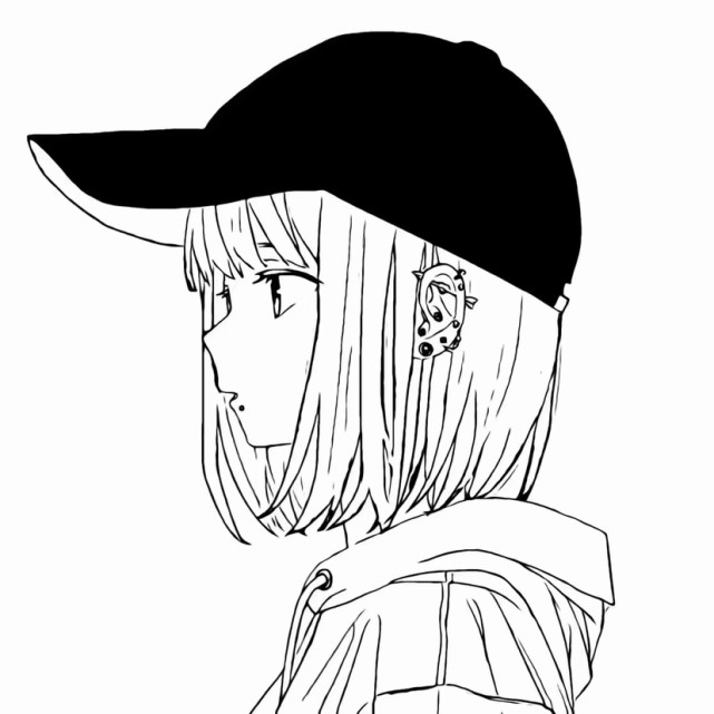 黑白女生动漫头像