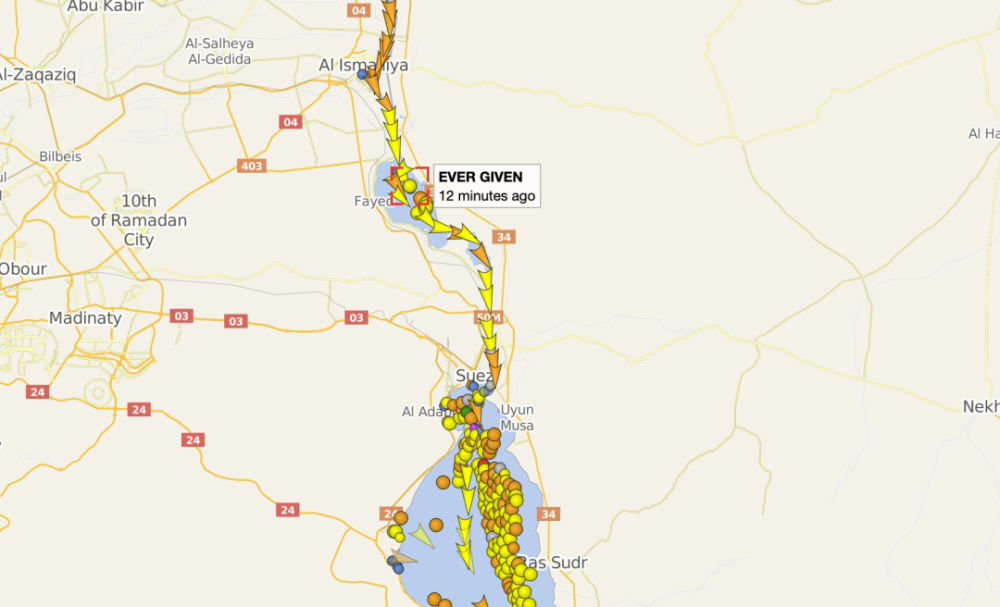 苏伊士运河堵船位置图片