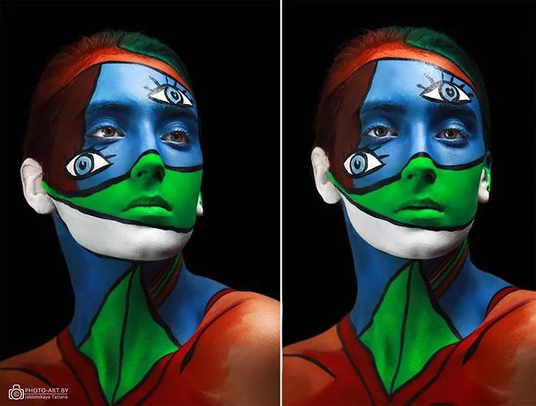 艺术家用人脸当画布重绘艺术大师经典名画效果令人吃惊