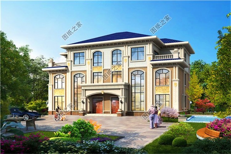 农村双拼三层别墅设计图,兄弟建房不错的选择,父母看着乐呵呵