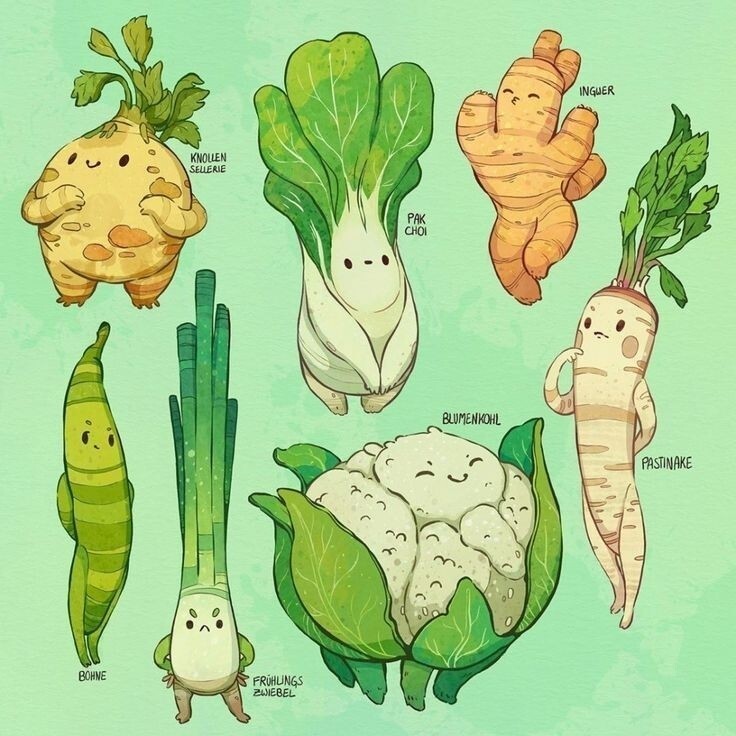 素材蔬菜水果加上表情太可爱了吧