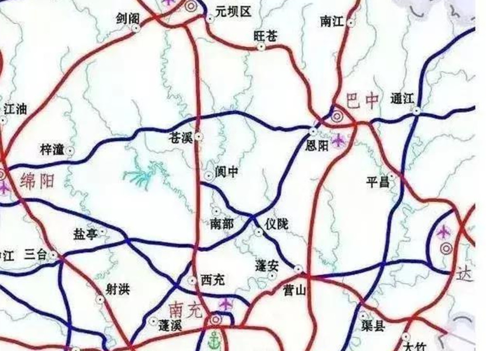 起于阆中西南(在何家坪村接广南高速公路(g75,途经南部,仪陇,蓬安