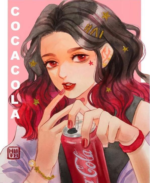 碳酸饮料我的爱拟人化之后也好可爱两位可乐妹子太萌了