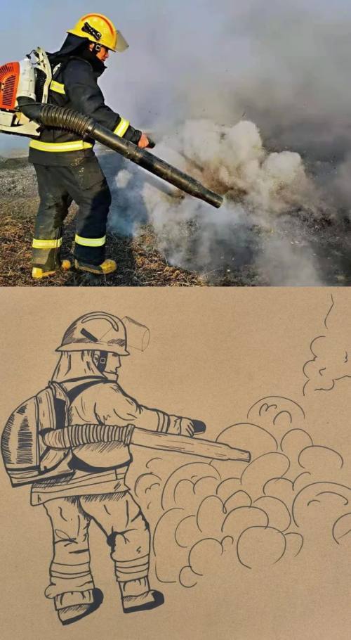 抱火英雄消防员变身"抱火哥",迅速抱起着火的煤气罐冲向安全地带.