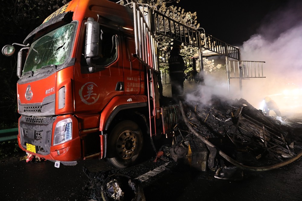 湖北黄梅一运蜂货车高速起火,千万只蜜蜂大闹高速一小时