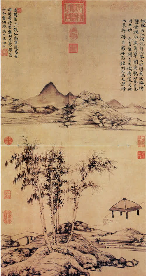凭借着《松林亭子图》,《渔庄秋霁图》,《虞山林壑图》等佳作,倪瓒被