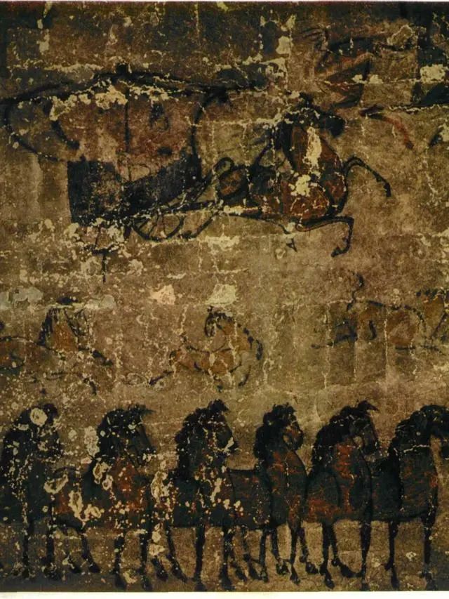 《使持节护乌桓校尉出行图》壁画摹本.《护乌桓校尉幕府图》壁画摹本.