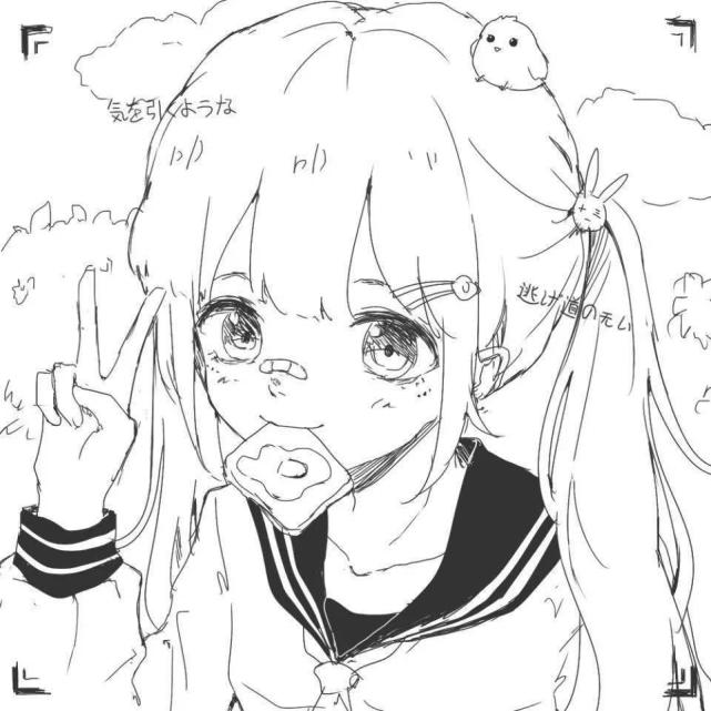 女生男生动漫黑白头像