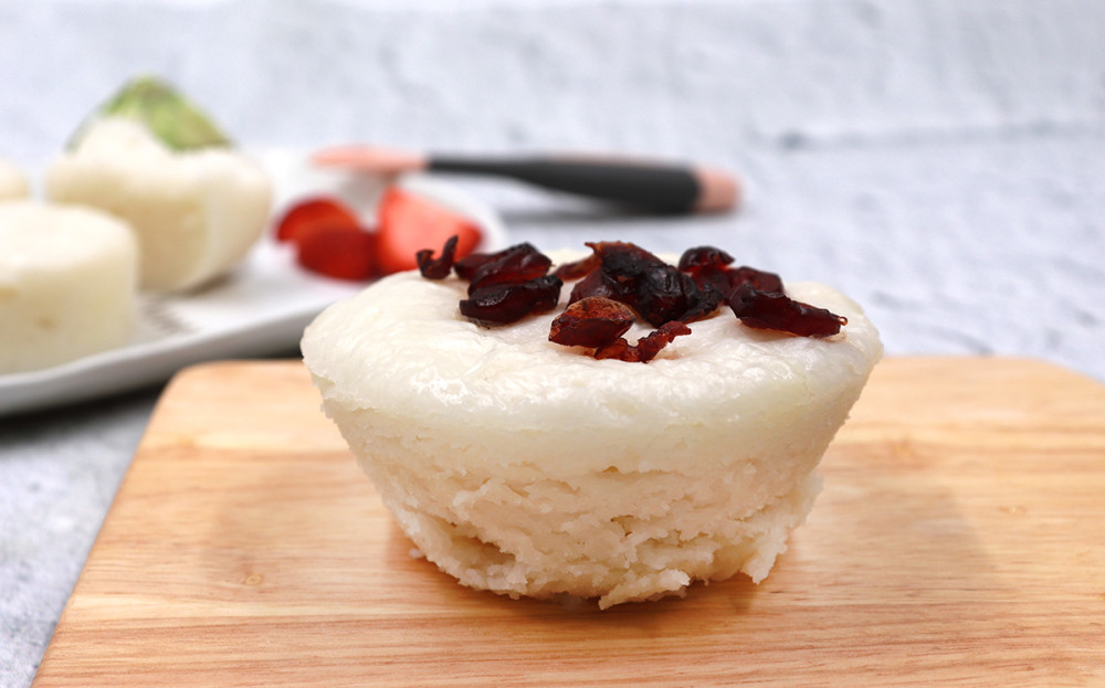 [萌萌哒r]食材准备:婴享无小麦大米糕点粉100g,发酵粉1g,泡打粉1g,白