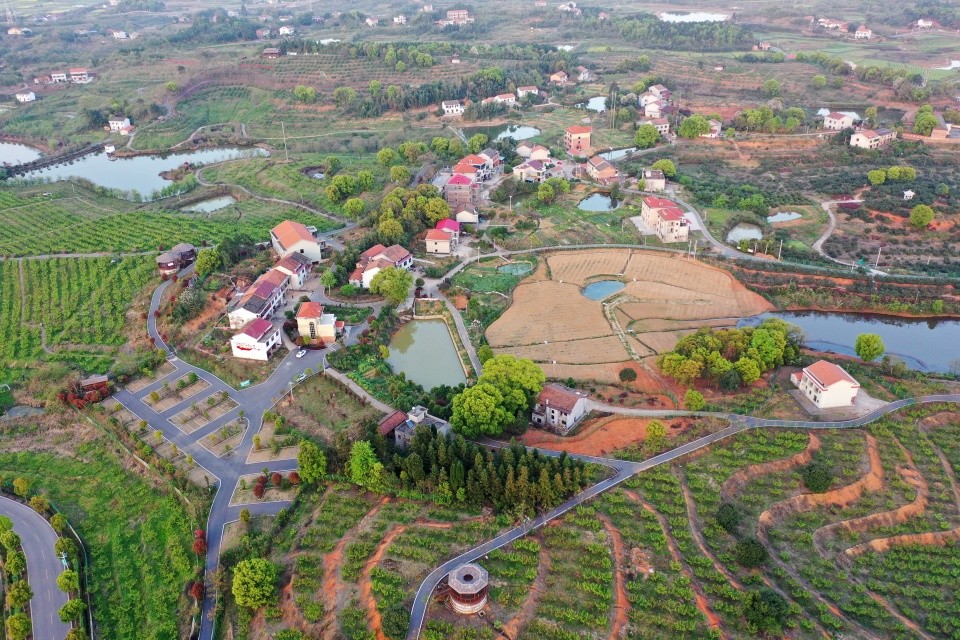 航拍衡阳美丽乡村珠晖区堰头村春光如画近郊休闲旅游好地方