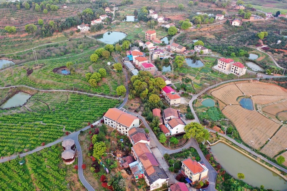 航拍衡阳美丽乡村珠晖区堰头村春光如画近郊休闲旅游好地方