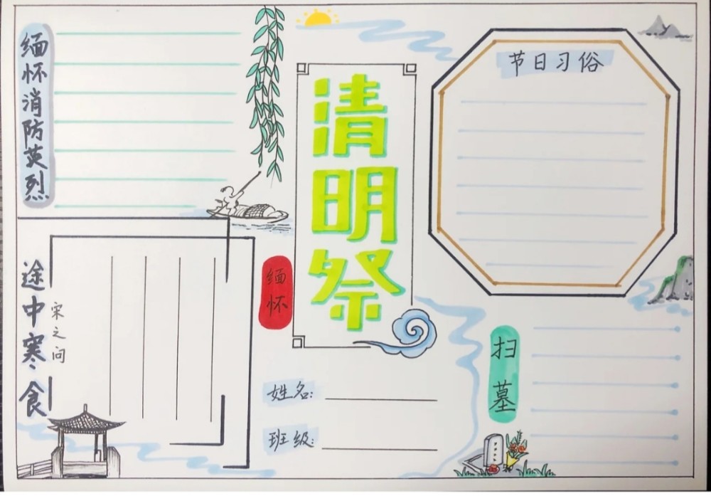 中小学生清明节手抄报模板图片和文字内容,收藏备用_腾讯新闻