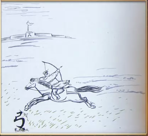 来看第一题,关键字是"将".这次康老师作画答诗的主题是弓马骑射.