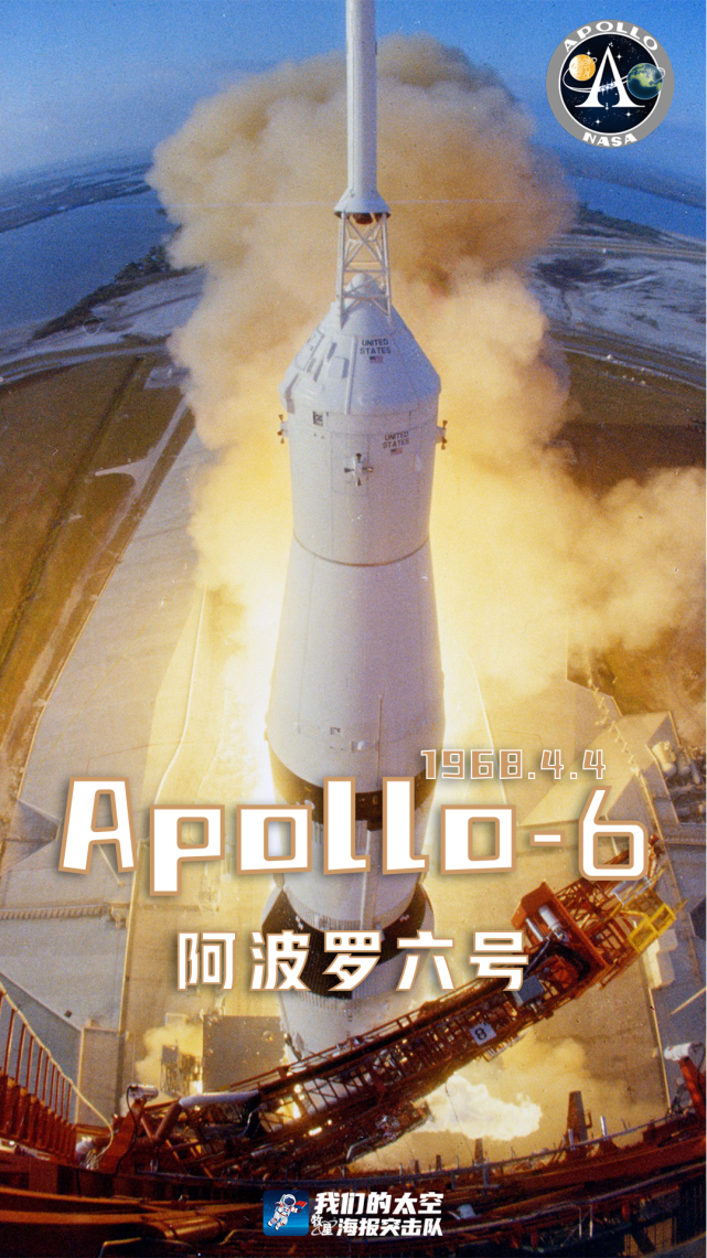 1968年4月4日,美国"阿波罗6号"发射.