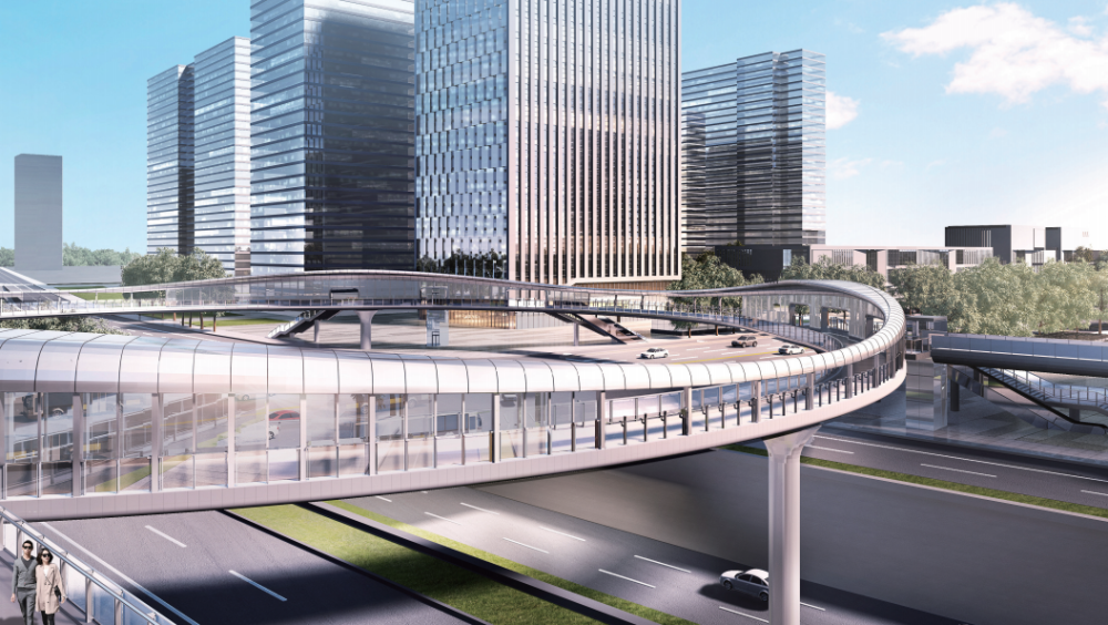 配8部电梯西安曲江最美环形天桥来了