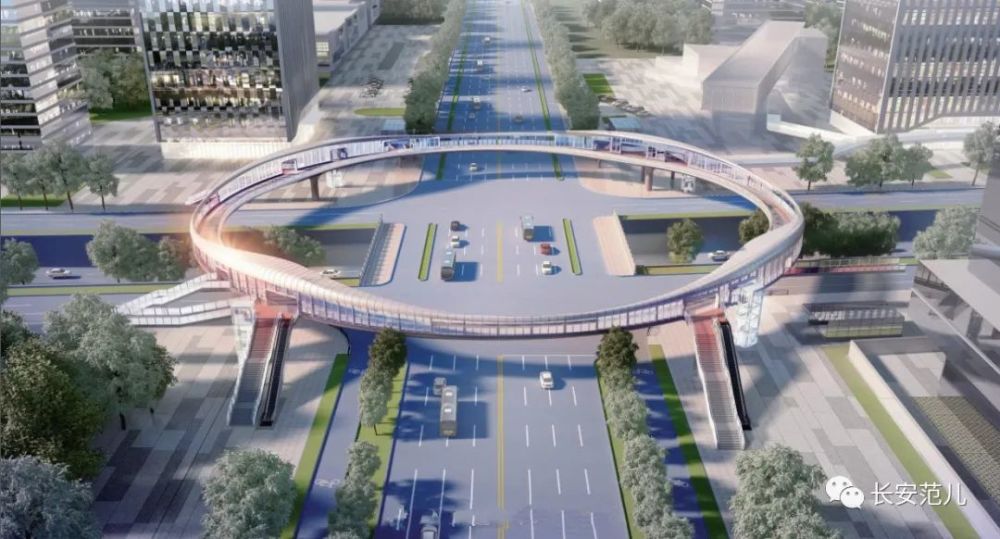 配8部电梯西安曲江最美环形天桥来了