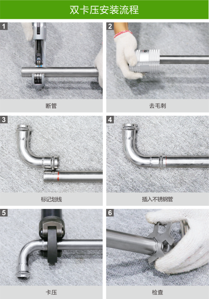 不鏽鋼水管連接安裝技術規範雙卡壓篇
